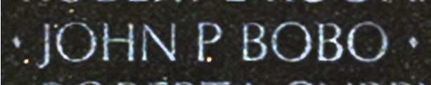 2d Lieutenant John Paul Bobo's name engraved on The Wall.